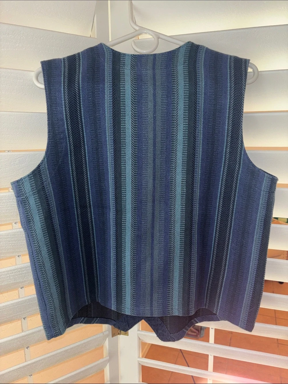 Orvis Navy and Light Blue Striped Button Vest Bohemian, Western , Gypsy  Style